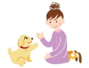 怒って芸を教えられている犬