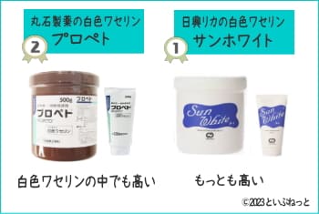 白色ワセリンの中でも高純度なプロペトとサンホワイト